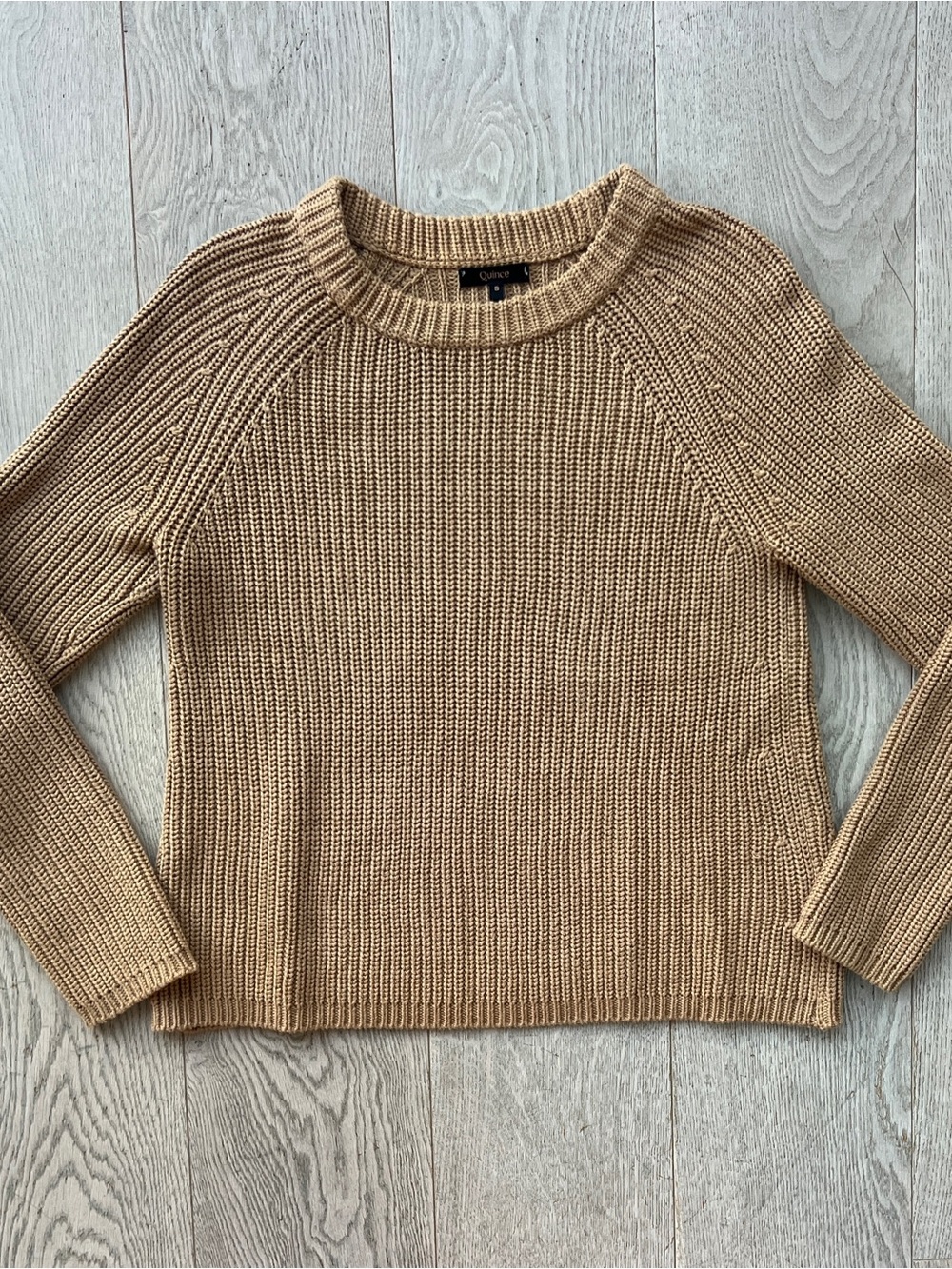 Quince Organic Cotton Fisherman Knit Sweater in Camel Women’s Size S